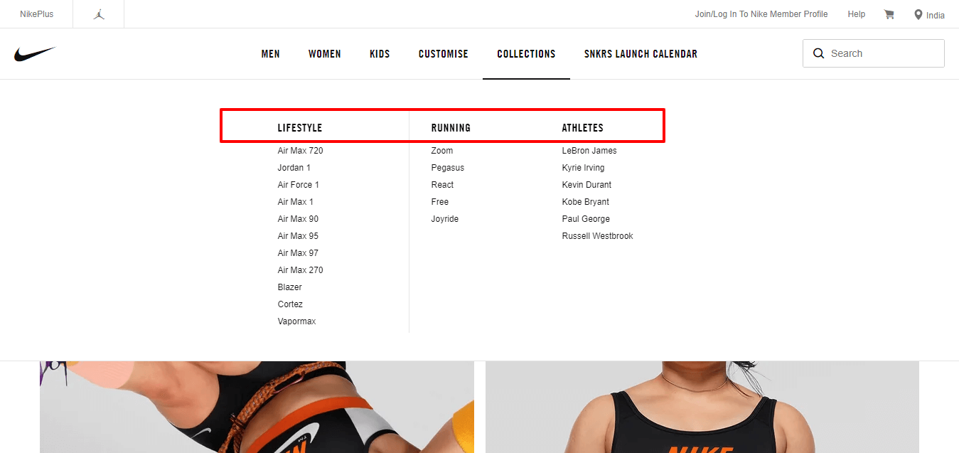 Nike Menu