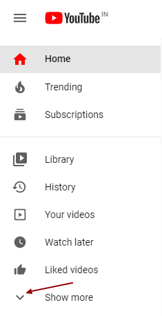 YouTube Menu