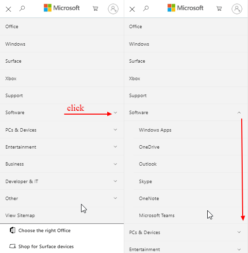 A sidebar menu vs a separate menu page