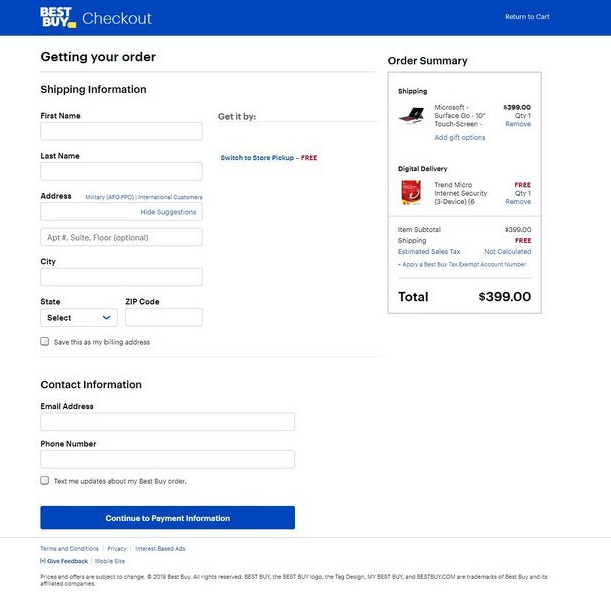 Best Buy checkout