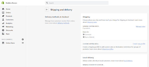 Shopify Shipping and Delivery