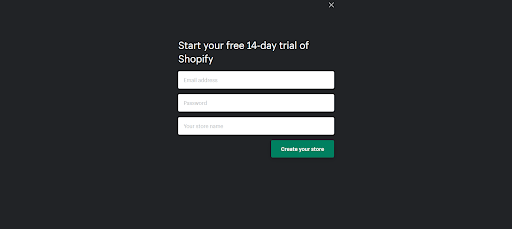 Shopify Trial Screen