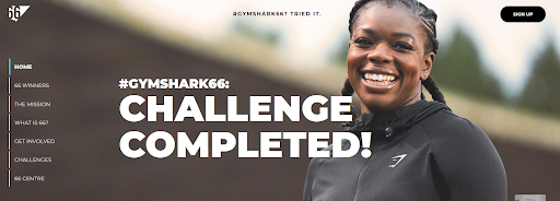 Gymshark engaging page example by Brillmark