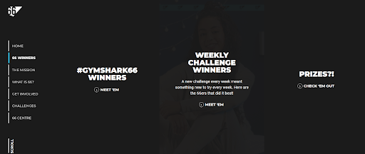 Gymshark landing page view example by brillmark