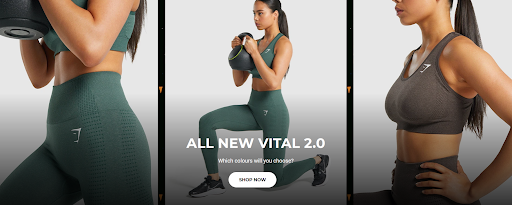 Gymshark homepage example | Best shopify theme blog- brillmark