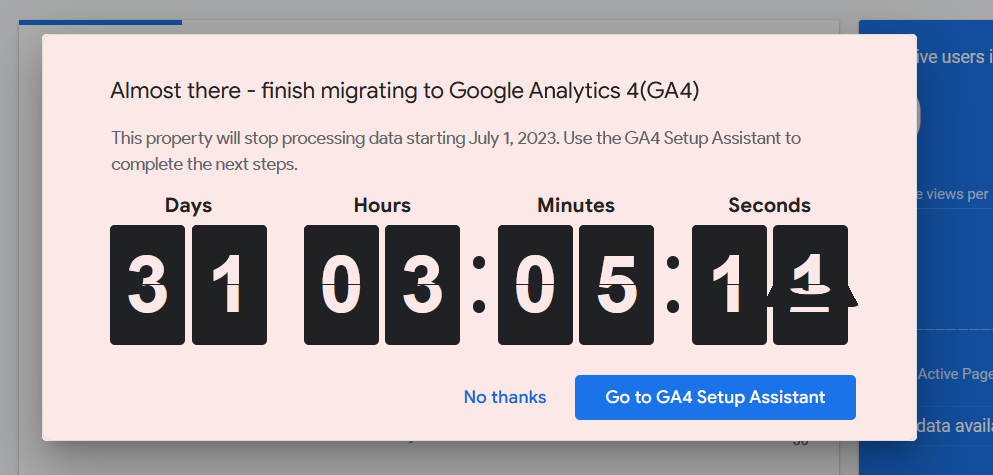 GA4 Migration countdown - Brillmark